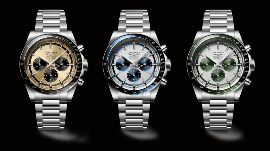 ロンジンのコンクエストクロノグラフに、3種類の新色モデルが登場  